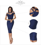 Hollow Out V-Neck Sexy Spaghetti Strap Midi Dress