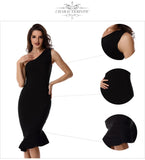 One Shoulder Red Black Classic Special Occation Dress