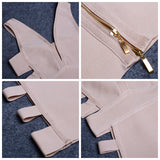 Nude Deep V Neck Hollow Out Bodycon Nightclub Dress