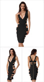 Nude Deep V Neck Hollow Out Bodycon Nightclub Dress