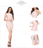 Sleeveless One-shoulder Hollow Out Cross Nude Black Bandage Dress