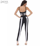 Black White Patchwork V-neck Spaghetti Strap Elegant Lady Crop Top and Pants Set