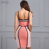 Striped Pink&Apricot Vestidos Spaghetti Strap Back Zipper Dress