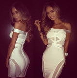 Slash Neck See-through Mesh Dress