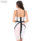 Nude White Black Patchwork Backless Dress