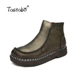 Handmade For Women Genuine Leather Ankle Vintage Mom Round Toes Martin Boots