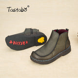 Handmade For Women Genuine Leather Ankle Vintage Mom Round Toes Martin Boots