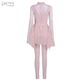 Floral Lace Long Flared Sleeves Women Set