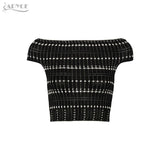 Crystal Studded Crop Tops&Skirt 2 Party Dress Set