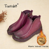 Handmade For Women Genuine Leather Ankle Vintage Mom Round Toes Martin Boots