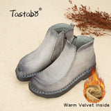 Handmade For Women Genuine Leather Ankle Vintage Mom Round Toes Martin Boots