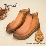 Handmade For Women Genuine Leather Ankle Vintage Mom Round Toes Martin Boots