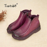 Handmade For Women Genuine Leather Ankle Vintage Mom Round Toes Martin Boots