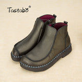 Handmade For Women Genuine Leather Ankle Vintage Mom Round Toes Martin Boots