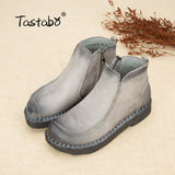 Handmade For Women Genuine Leather Ankle Vintage Mom Round Toes Martin Boots