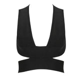 Strap Kim Kardashian Ladies black red white Deep Sexy V neck Knitted Crop Tops