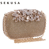 SEKUSA Flower Crystal Evening Bag