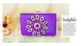 SEKUSA Flower Rhinestones Red Black Purple Gold Chain Shoulder Bags Metal Day Clutches Purse Wedding Wallets