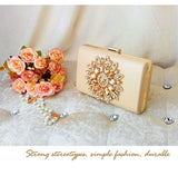 SEKUSA Flower Rhinestones Red Black Purple Gold Chain Shoulder Bags Metal Day Clutches Purse Wedding Wallets