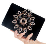SEKUSA Flower Rhinestones Red Black Purple Gold Chain Shoulder Bags Metal Day Clutches Purse Wedding Wallets