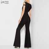 Long Bandage Rompers Bodysuit Black Cut Out Sleeveless Jumpsuits