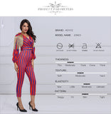 Fringe Jumpsuits Bodysuit Women Celebrity Party Jumpsuit Long Sleeve Red Blue Striped Tassel Jumpsuit