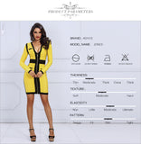 Yellow&Black Women V Neck Long Sleeve  Dress