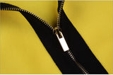 Yellow&Black Women V Neck Long Sleeve  Dress