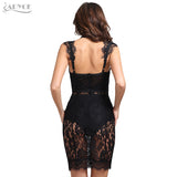 Black Lace Perspective Spaghetti Strap Sexy Dress