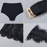 Black Lace Perspective Spaghetti Strap Sexy Dress