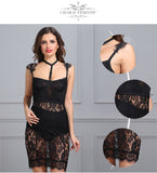 Black Lace Perspective Spaghetti Strap Sexy Dress