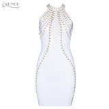 Backless Beading Halter Mesh Women Dress