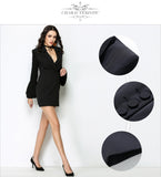 Slim Trench Black V-Neck Single Breasted Petal Sleeve Long Style Women Out wear In Stock