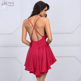 Sleeveless V-neck Backless İrregular Red Dress