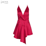 Sleeveless V-neck Backless İrregular Red Dress