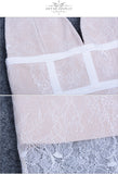 Lace Sleeveless V Neck Knee Length Bandage Dress