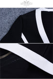 Black&White V Neck Long Sleeve Contrast Color Mini Dress