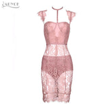 Black Lace Perspective Spaghetti Strap Sexy Dress
