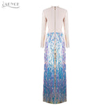 Brand Lace Sequins Long Sleeve Maxİ Dress