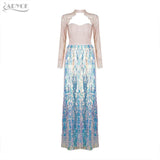 Brand Lace Sequins Long Sleeve Maxİ Dress