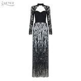 Brand Lace Sequins Long Sleeve Maxİ Dress