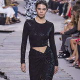 Sexy Sequins Crop Tops&Skirt Dress Sets