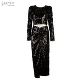 Sexy Sequins Crop Tops&Skirt Dress Sets