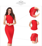 Bodycon O-Neck Hollow Out Dress