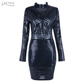 Sexy Black PU Leather Patchwork Turtleneck Dress