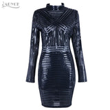 Sexy Black PU Leather Patchwork Turtleneck Dress