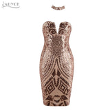 Strapless Sequins Striped Mesh Women Dress