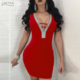 Beading Embellished Sleeveless Mini Bandage Sexy Women Dress