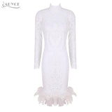 Sequins Feather Embellished Sexy Long Sleeve Woman Dress