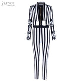Striped Jacket&jumpsuit 2 Two Pieces Set